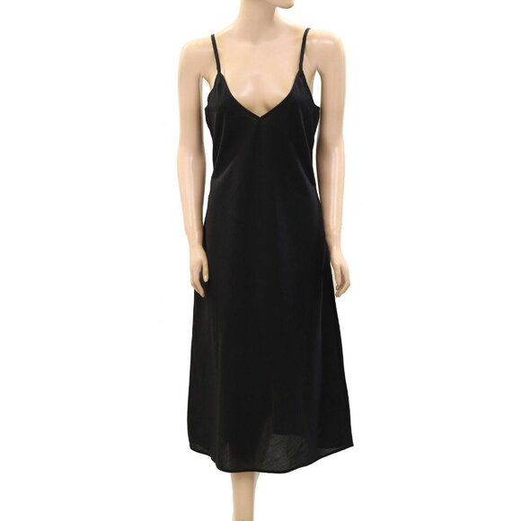 Merlette Solid Slip Midi Dress Sleeveless Black Cotton Night Wear S NEW 273475 Merlette Solid Slip Midi Dress Sleeveless Black Cotton Night Wear S NEW 273475